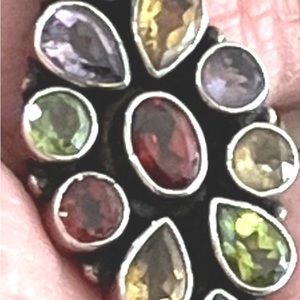 Gorgeous Multi Stone Sterling Silver 925 ring size 7.